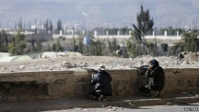 مواضع جنگجویان حوثی در اطراف کاخ ریاست‌جمهوری در ۱۹ ژانویه