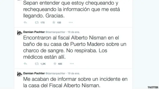 Pachter fue el primer periodista en reportar el suceso.