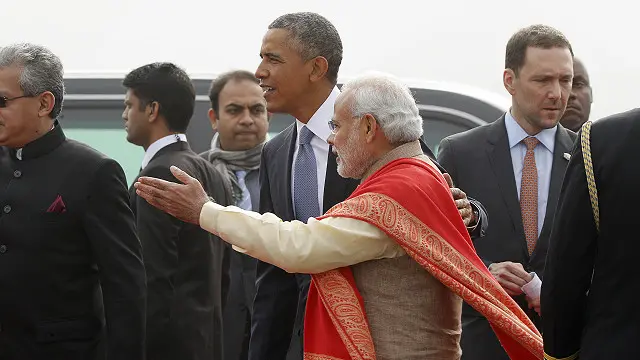 Ông Modi đã ra tận sân bay đón ông Obama