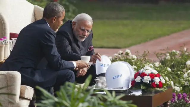 صدر براک اوباما نے مشترکہ پریس کانفرنس میں مودی کے ساتھ ’چائے پر چرچا (گفتگو)‘ کا بھی ذکر کیا۔