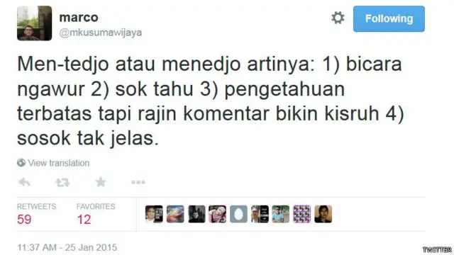 Kata "Tedjo" masih menjadi salah satu yang terpopuler di Twitter. 