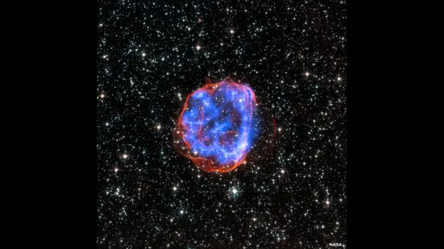 SNR E0519-69.0. Raio X: NASA/CXC/Rutgers/J.Hughes; Optical: NASA/STScI