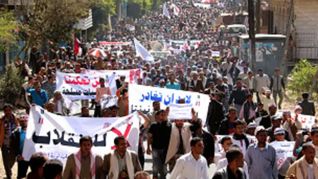 دانت للمسلحين الحوثيين السيطرة على مناطق واسعة من شمالي اليمن، الأمر الذي دفع الآف اليمنيين إلى اتهامهم بالانقلاب على الرئيس عبد ربه منصور هادي، الذي رفض بإصرار دعوات لاستخدام القوة المسلحة ضد الحوثيين