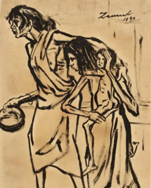 শিল্পী জয়নুল আবেদিনের আঁকা দুর্ভিক্ষের ছবি