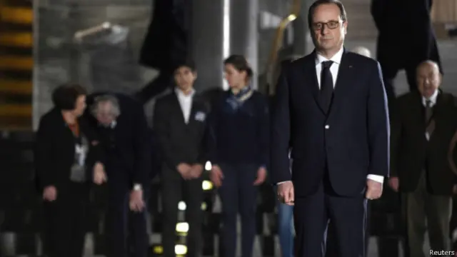 فرانسوا اولاند، رئیس‌جمهوری فرانسه در مراسم یادبود قربانیان هولوکاست در پاریس