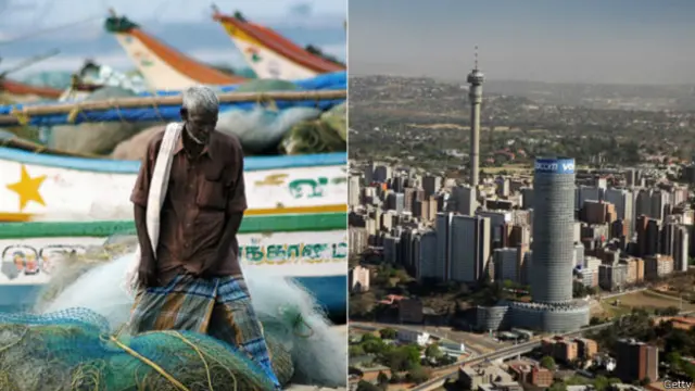 Una imagen de Chennai y otra de Johanesburgo