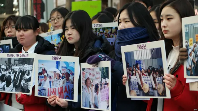 韓國民眾要求日本就慰安婦問題道歉賠償