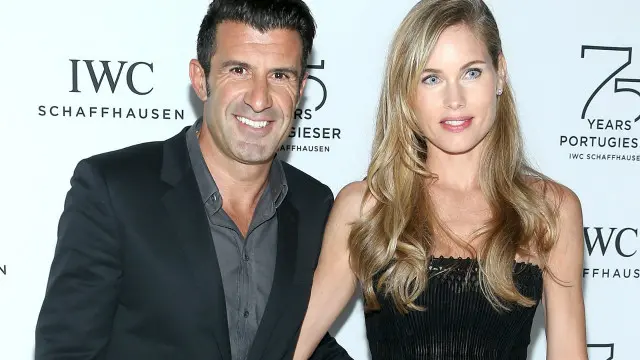 لوئی فیگو اپنی اہلیہ اور سوئیڈش فیشن ماڈل ہیلینا سویدن کے ساتھ۔