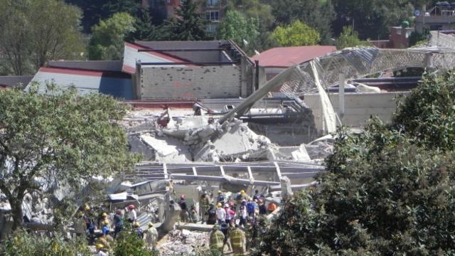 Hospital infantil de Cuajimalpa colapsado por explosión de gas. Foto: BBC