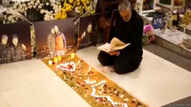 شبکه المیادین فیلمی پخش کرده که در آن قاسم سلیمانی در محل دفن جهاد مغنیه برای او دعا می‌خواند