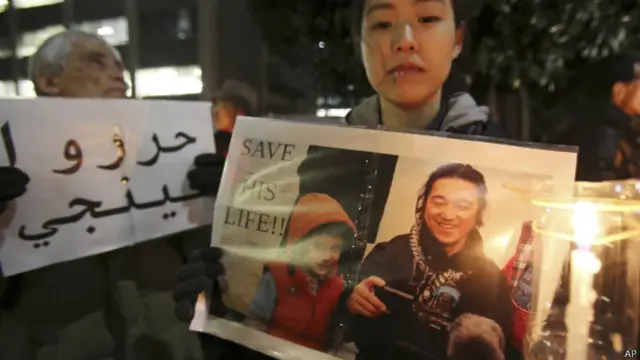 Aksi belasungkawa digelar untuk memperingati Kenji Goto.