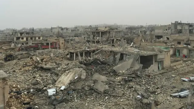 Destrucción en Kobane