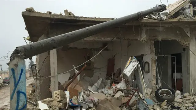 Destrucción en Kobane
