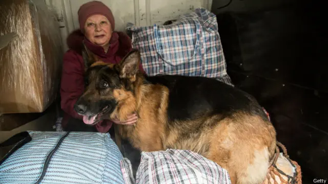 Люди тікають від обстрілів разом з тваринами