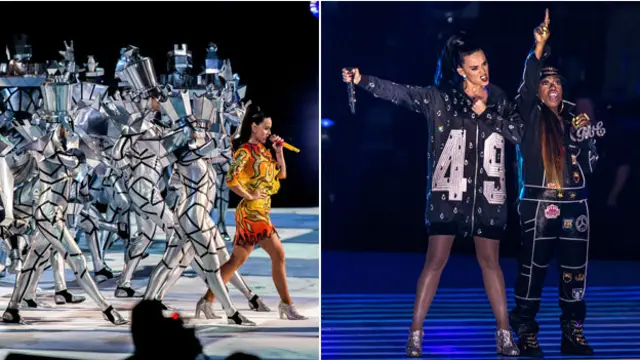 کیٹی نے شطرنج کے ٹکڑوں کے کاسٹیومز میں ملبوس ڈانسرز کے ساتھ ڈانس کیا اور ریپر مسی ایلیئٹ نے بھی شو میں شرکت کی