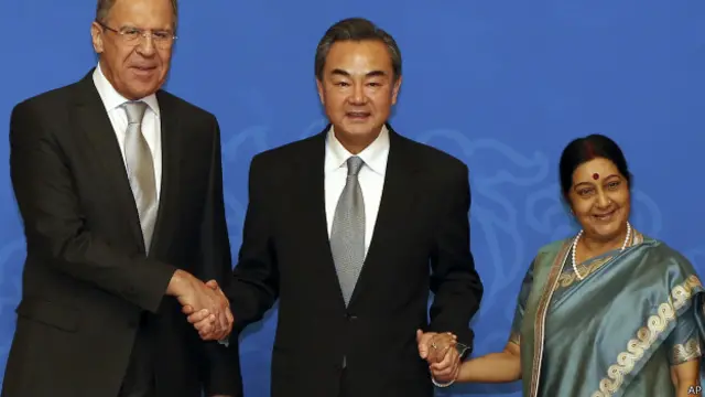 भारत, चीन, रूस विदेश मंत्री, सुषमा स्वराज