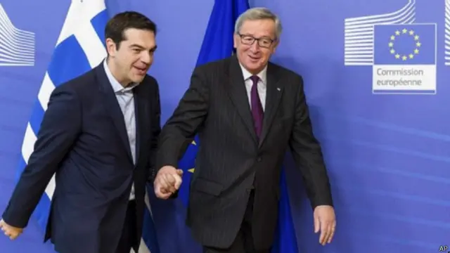 Жан-Клод Юнкер (праворуч) і Алексіс Ціпрас, який прибув до Єврокомісії