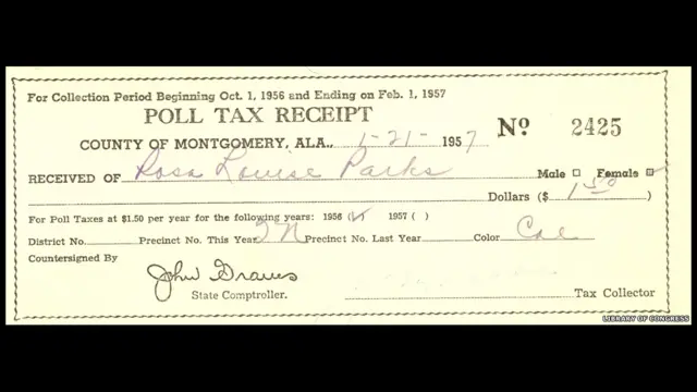 Recibo de impuestos de Parks, 1957. Rosa Parks Papers, Librería del Congreso, Washington DC.