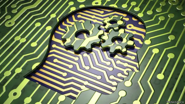 Dibujo de un cerebro incrustado en los circuitos de una computadora