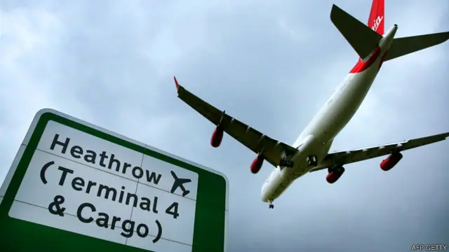 Avión aproximándose al aeropuerto de Heathrow
