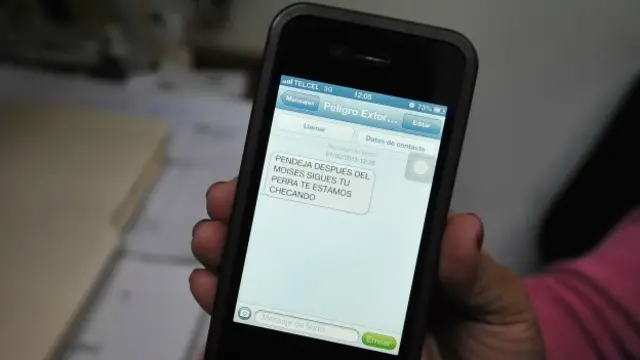 Amenaza en el teléfono móvil de la periodista Verónica Huerta de Veracruz, México. Foto: cortesía Sergio Hernández/AVC Noticias