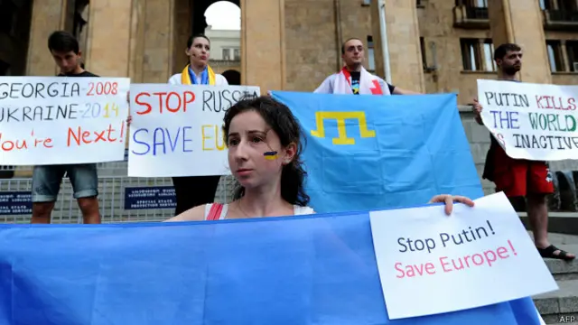 Протест в Тбилиси в поддержку Украины