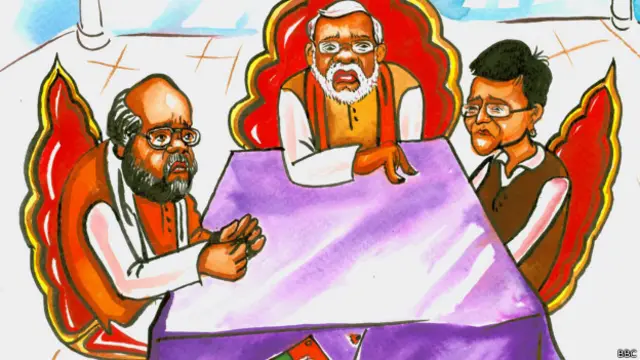 किरण बेदी, अमित शाह, नरेंद्र मोदी, कार्टून