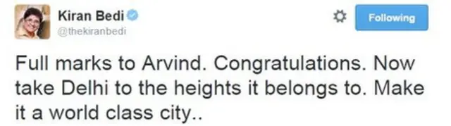 اروِند کو پورے نمبر۔ مبارکباد۔ اب دہلی کو نئی بلندیوں پر لے جائیے جہاں اسے ہونا چاہیے۔ اسے ایک عالمی معیار کا شہر بنا دیں