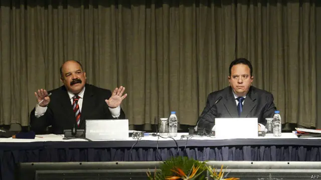 Nelson Merentes, presidente del Banco Central de Venezuela, y Rodolfo Marco Torres, ministro de Finanzas.