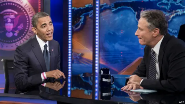 أوباما مع جون ستيوارت