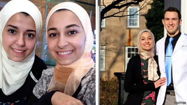 Deah Barakat, istrinya Yusor Mohammad Abu-Salha, serta adik iparnya, Razan Mohammad Abu-Salha tewas ditembak seorang pria.