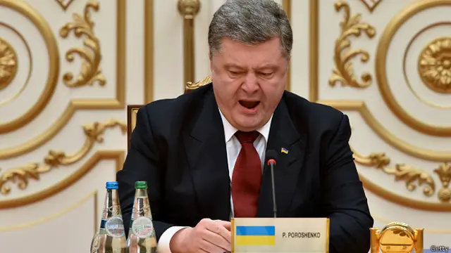 Петр Порошенко на саммите по украинскому кризису в Минске