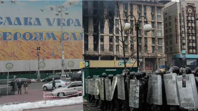 Милиция перекрыла тротуар на Крещатике напротив Дома профсоюзов.