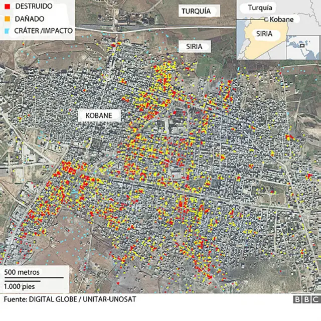 Mapa Kobane