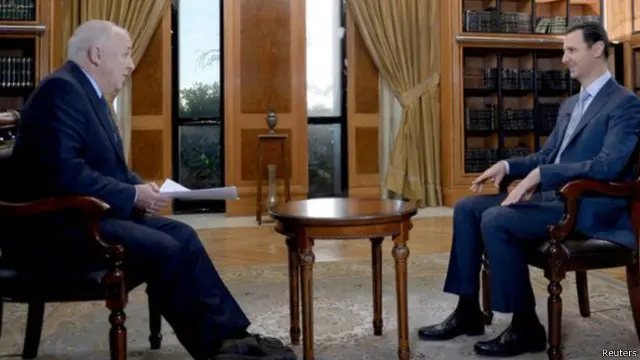 بشار الأسد خلال مقابلته مع جيرمي بوين