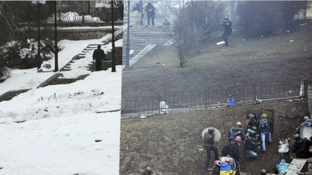 20 лютого, вул. Інститутська, схили біля Жовтневого палацу. 