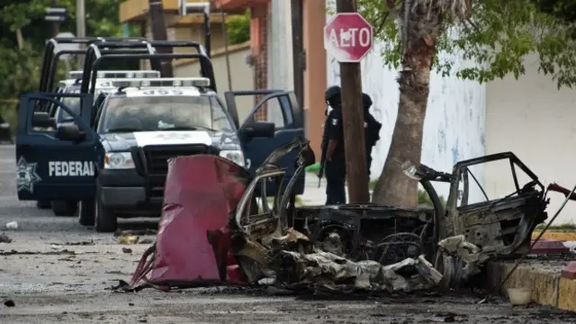 Auto comba que en 2010 estalló frente a la televisora Televisa en Ciudad Victoria, Tamaulipas. Foto: AFP/Getty