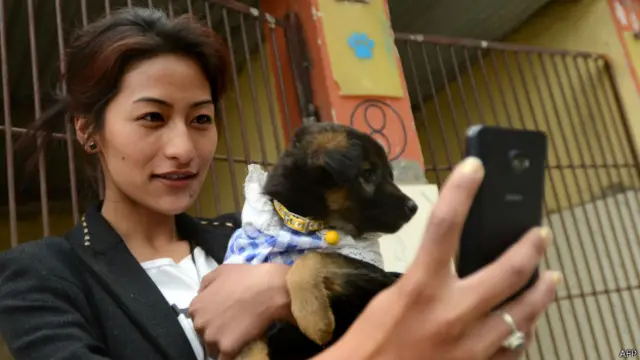 Женщина с собачкой и телефоном