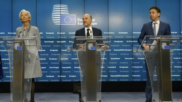 Representantes del FMI, y de la Unión Europea