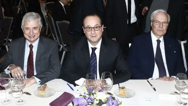 François Hollande durante la cena anual de organización judía