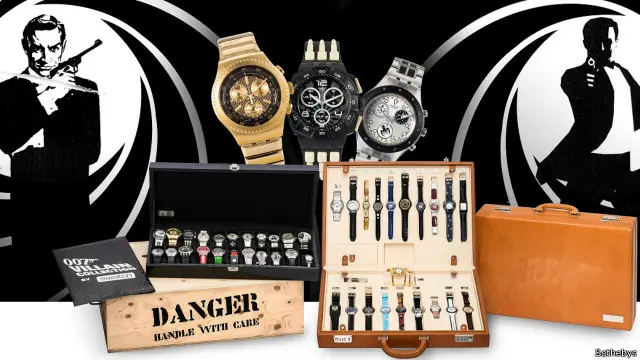 Tas kulit James Bond yang berisi 20 jam tangan
