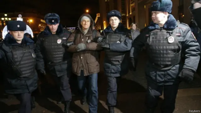 Арест протестующего в Москве
