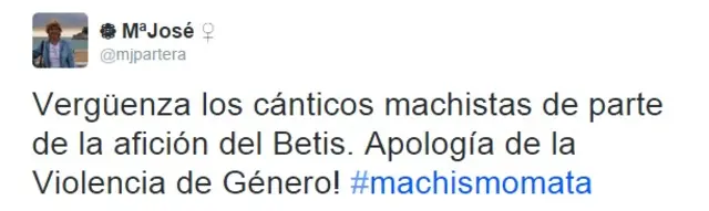 Tuit sobre cánticos del Betis