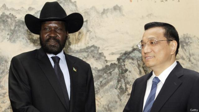 El president de Sudán del Sur Salva Kiir  y vice primer ministro de China Li Keqiang 
