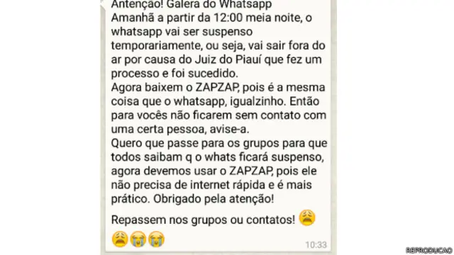 Usuários do Whastapp teriam criado correntes dentro do próprio aplicativo incentivando a migração para o Zapzap 