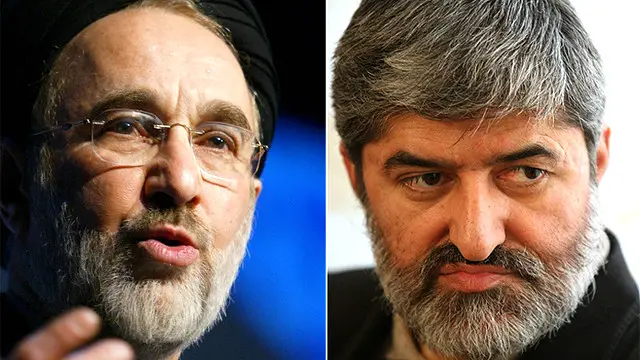 علی مطهری (راست، خبرگزاری فارس) محمد خاتمی (چپ، خبرگزاری آشویتدپرس)