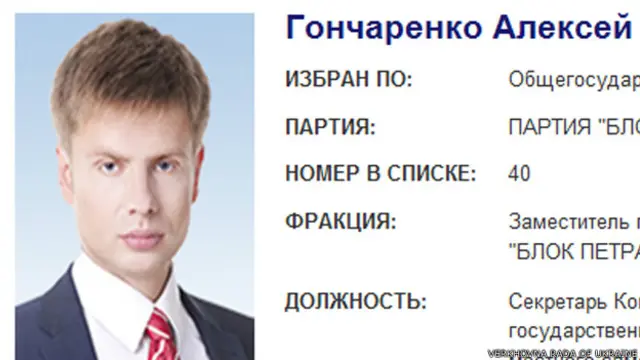 Фото Алексея Гончаренко на сайте Верховной Рады
