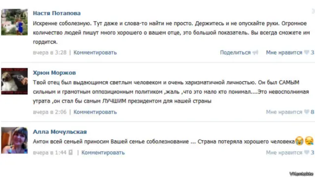 Скриншот со страницы Антона Немцова