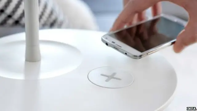 آئیکیا نے معیاری وائرلیس چارجنگ ’کیو آئی‘ کا استعمال کیا ہے جو کہ سیمسنگ کے نئے فون ’ایس 6‘ کے ساتھ بھی چلتا ہے