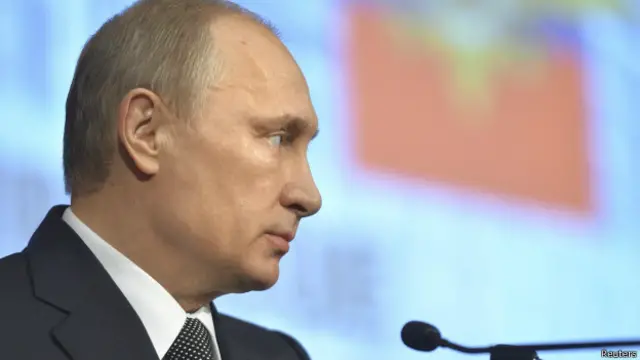 रूस के राष्ट्रपति पुतिन बोरिस के हत्या के बाद संबोधित करते हुए.